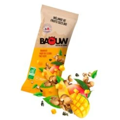 Barre Energétique Baouw Mélange Fruits Secs Bio Mangue - Noix De Cajou - Thé Vert