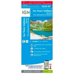 Carte IGN 3534OTR Les Trois Vallées, Modane, Parc National De La Vanoise - Résistante